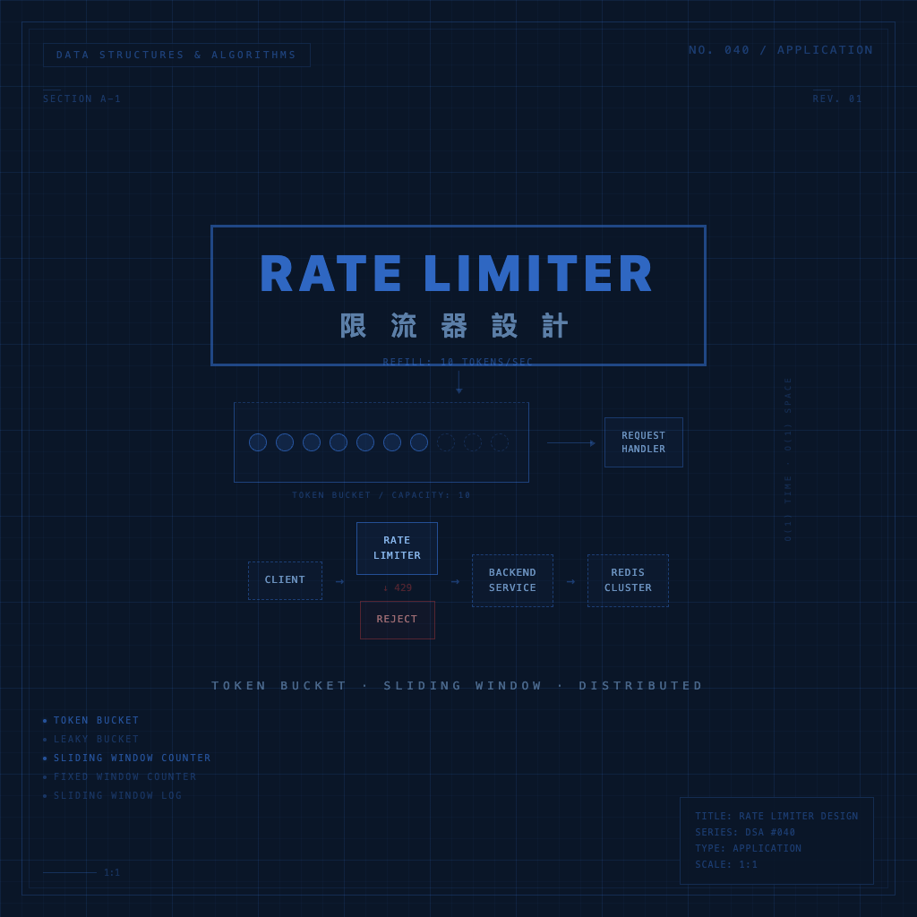 設計 Rate Limiter — Token Bucket、Sliding Window 與分散式限流實戰 | 資料結構與演算法