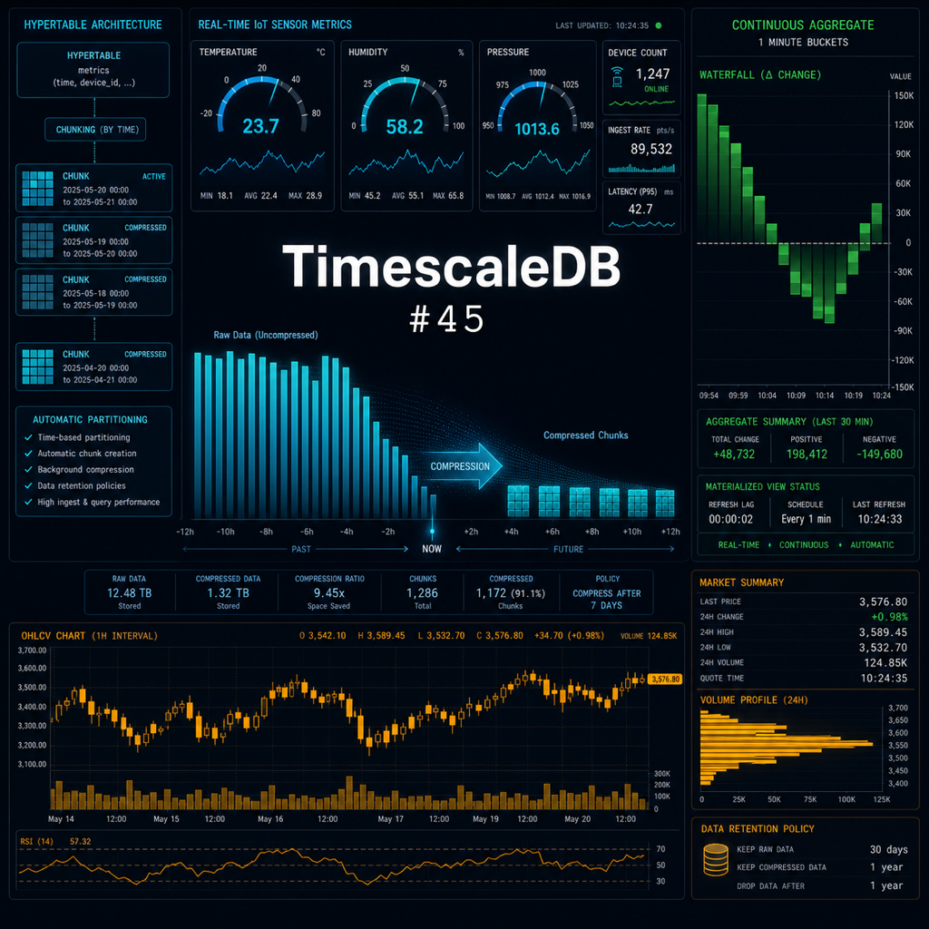 TimescaleDB 時序資料庫完全指南：從 Hypertable 到連續聚合與壓縮策略 | PostgreSQL