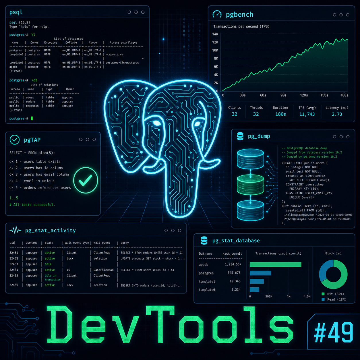 PostgreSQL 開發者工具鏈：psql、pgAdmin、pgbench、pgTAP 完整指南 | PostgreSQL